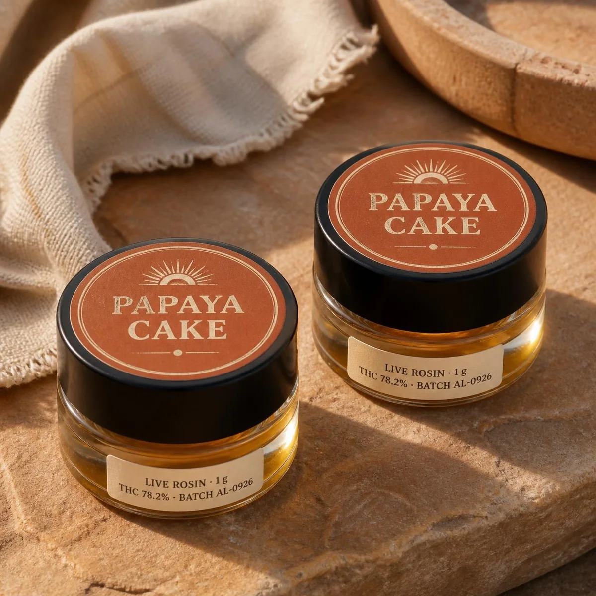 Concentrate jar labels — Vintage terracotta lid label + cream side label