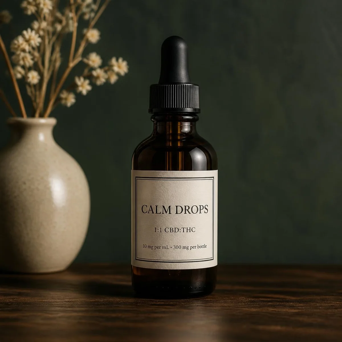Tincture bottle labels — Textured cream paper label