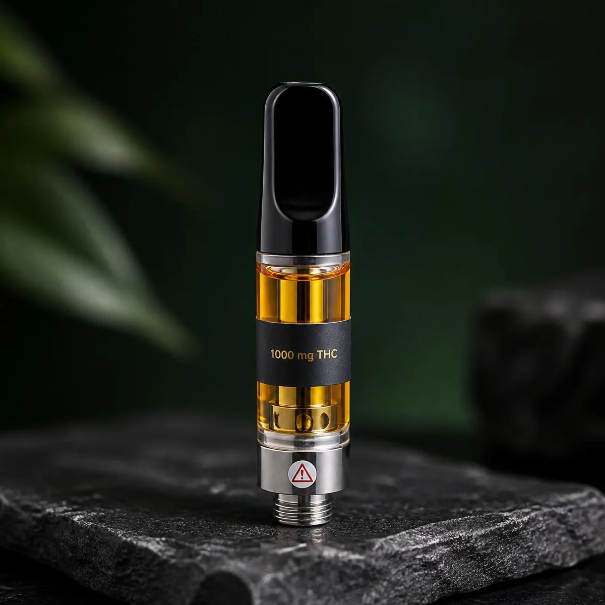 Vape cartridge wraps — Matte black mini wrap, gold type + warning dot