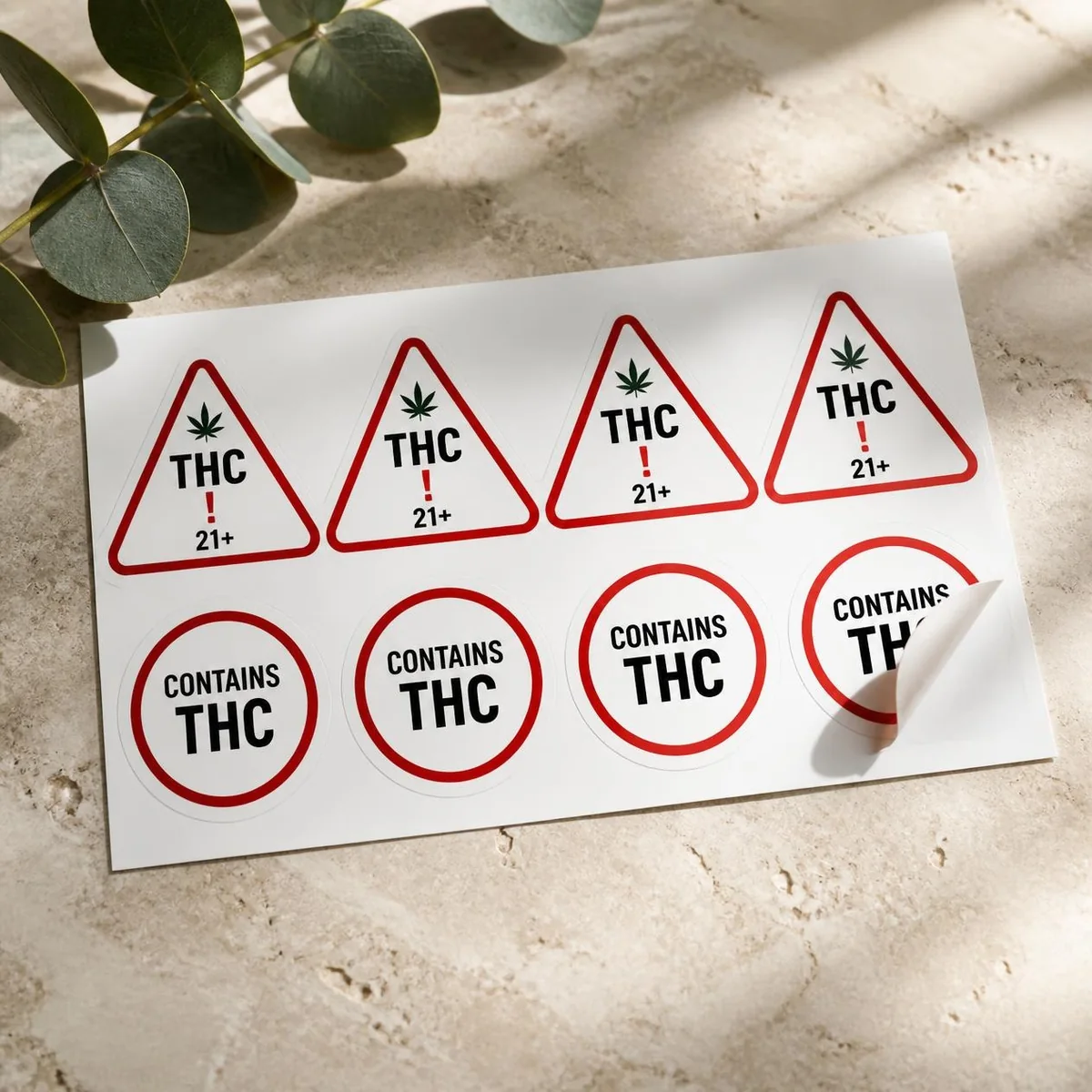 Universal warning stickers — Die-cut warning stickers — white gloss vinyl
